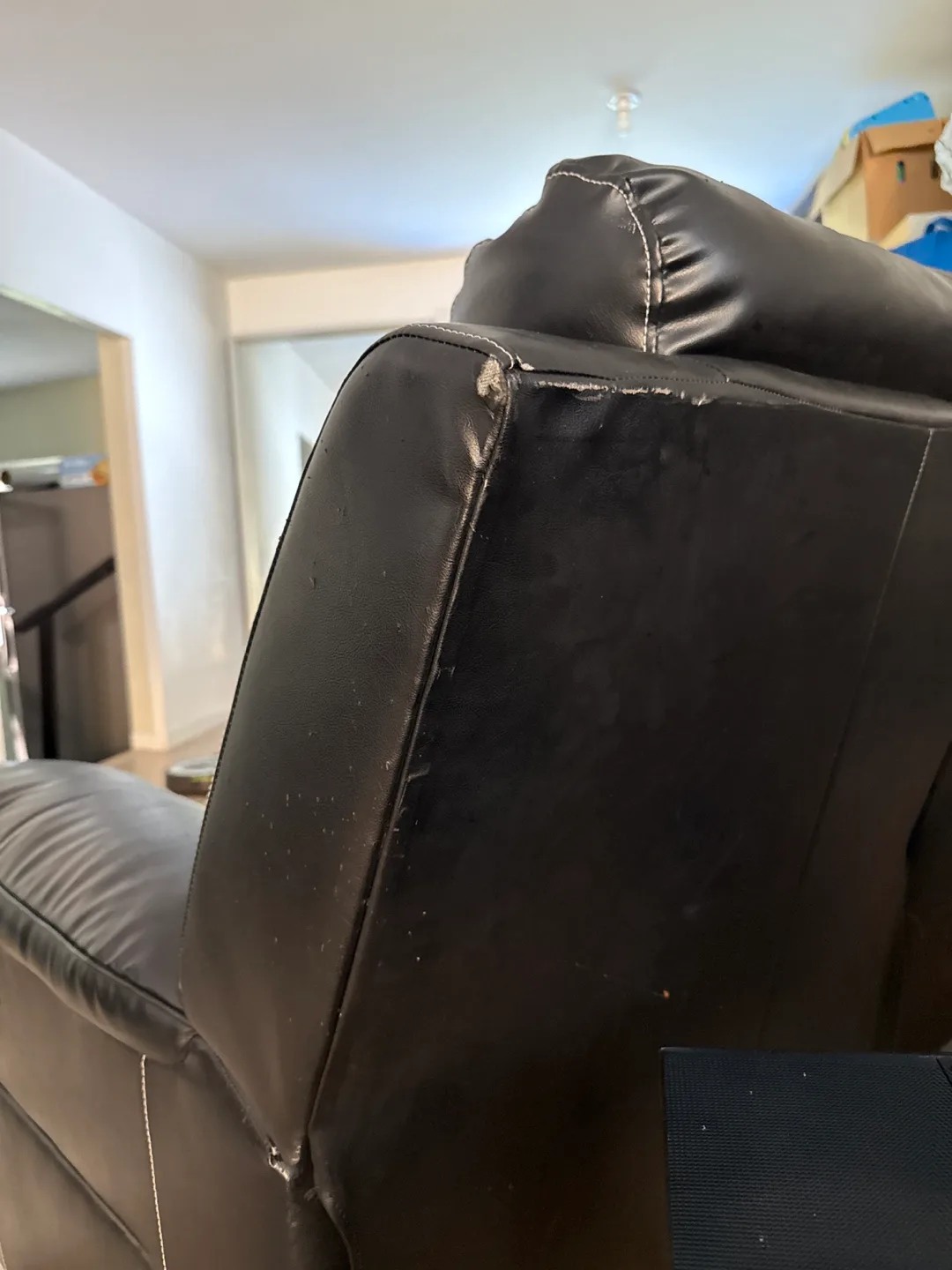 Black Faux Leather Reclining Loveseat image indicator(3)