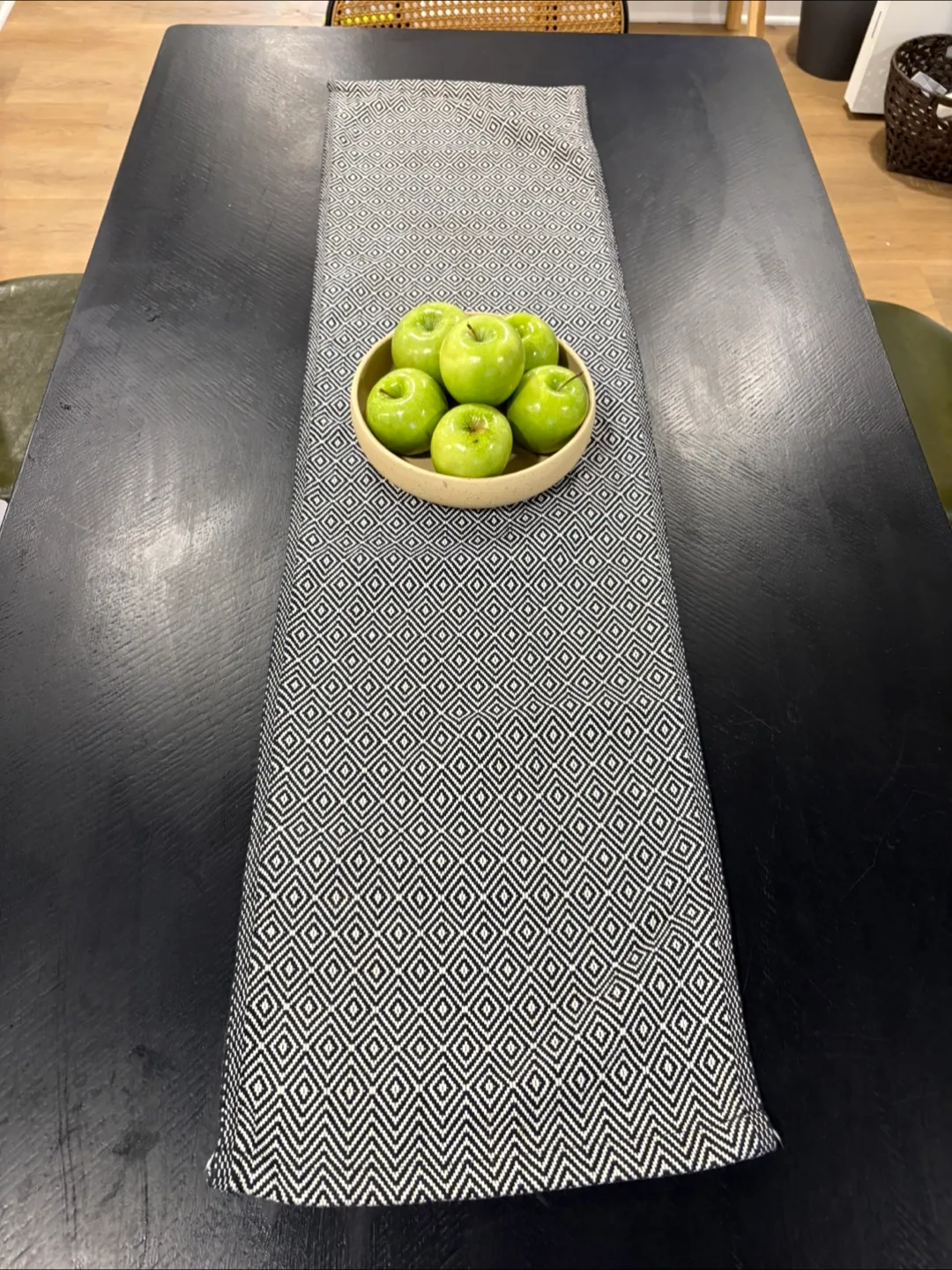 4’ Black & White Patterned Table Runner thumbnail