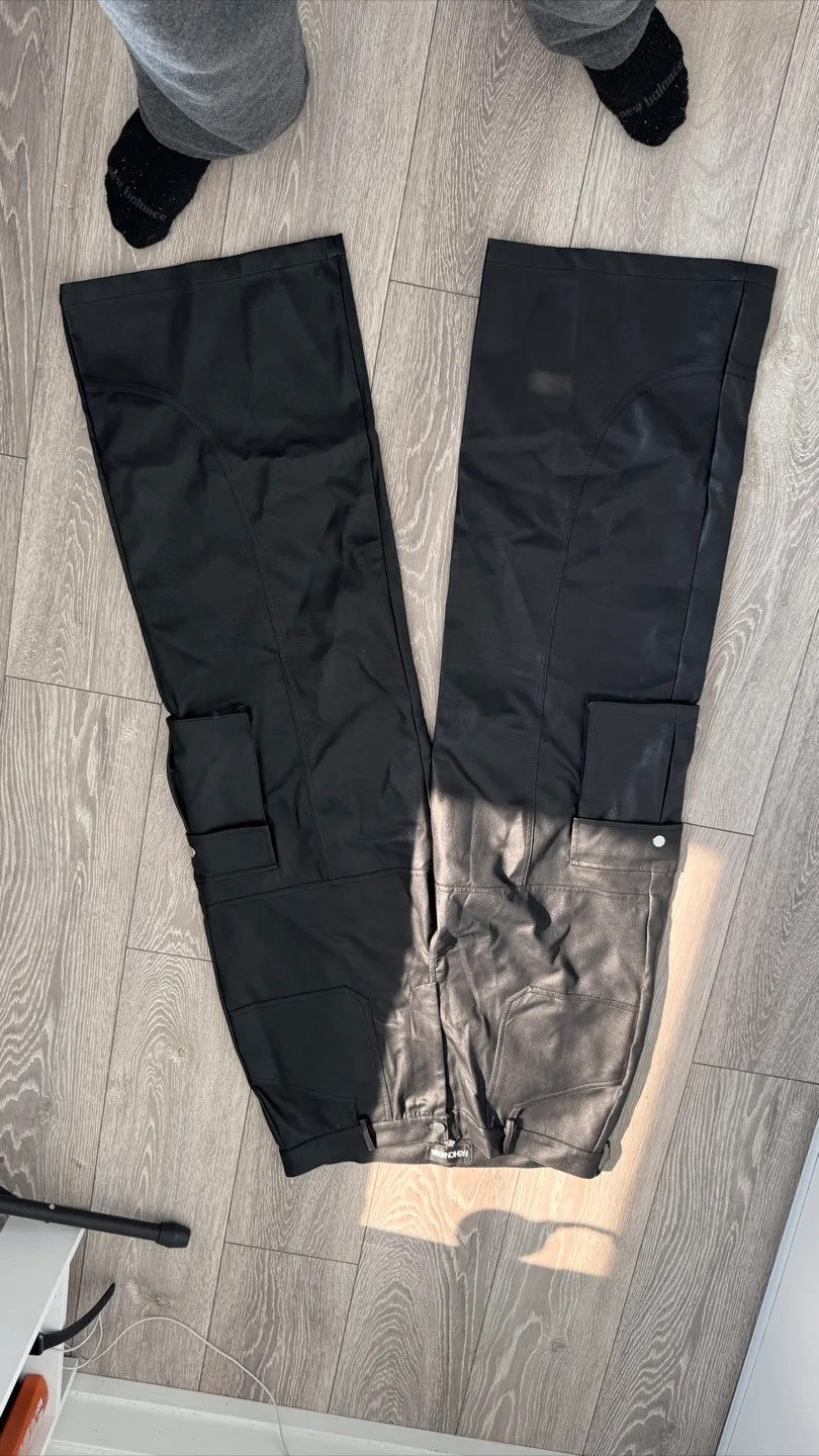 Fashion Nova Black Faux Leather Cargo Pants 1X thumbnail