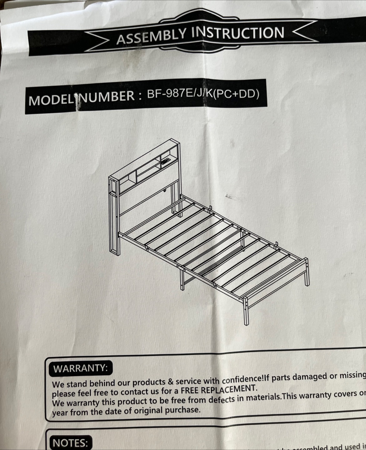 Bed Frame BF-987E/J/K(PC+DD) - New in Box!