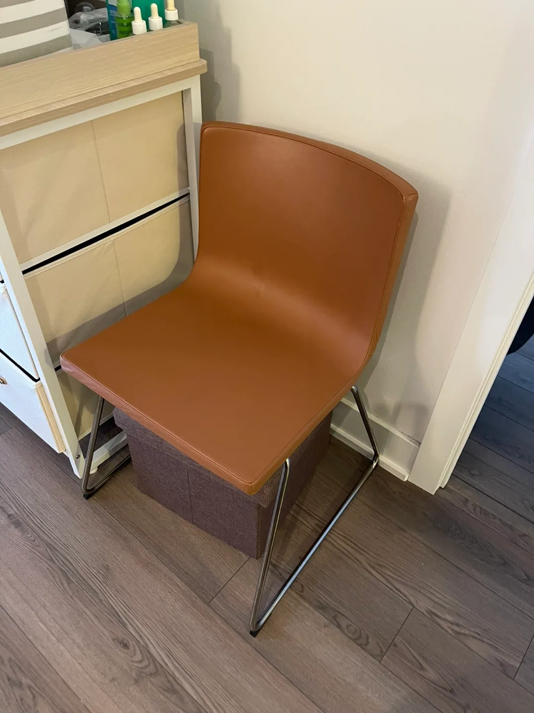 IKEA Tan Leather Dining Chairs - Set of 4 thumbnail