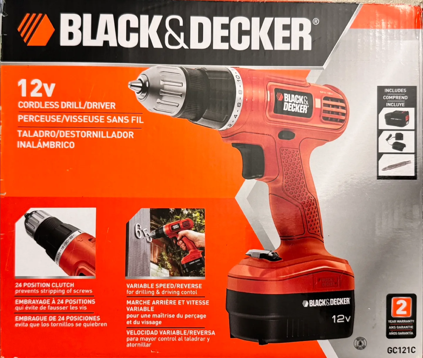 Black & Decker 12V Cordless Drill/Driver - GC121C thumbnail