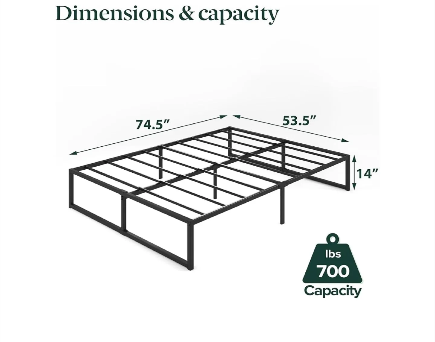 Metal Platform Bed Frame - Full Size thumbnail