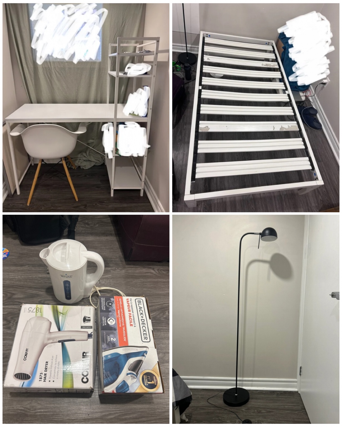Assorted Furniture: Bed frame, Mirror, Lamp and More