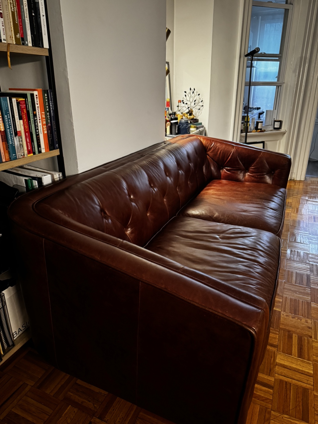 Brown Leather Tufted Sofa - Article Furniture (2017) - photo 2