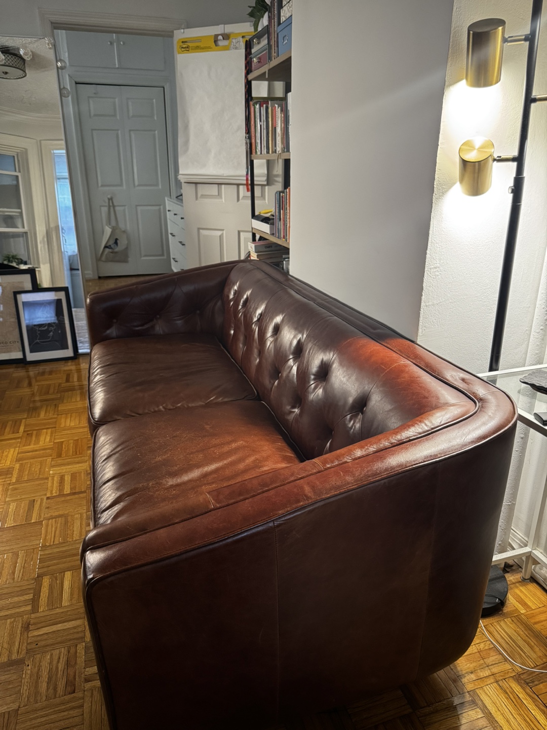 Brown Leather Tufted Sofa - Article Furniture (2017) - photo 3