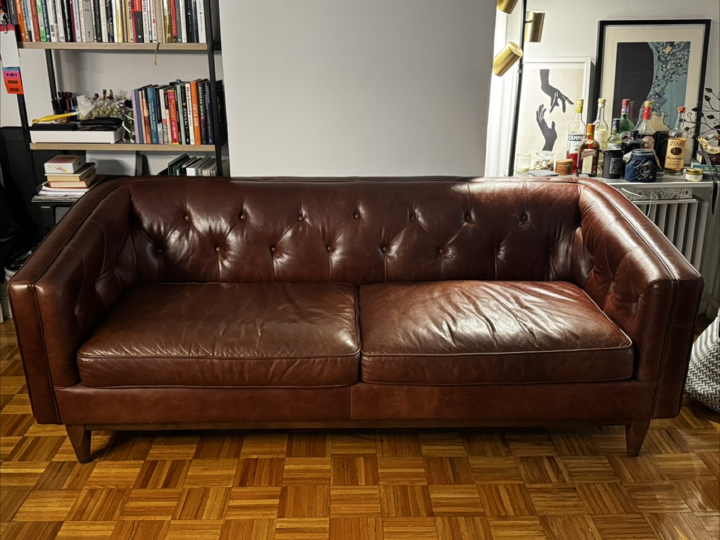 Brown Leather Tufted Sofa - Article Furniture (2017) - photo 4