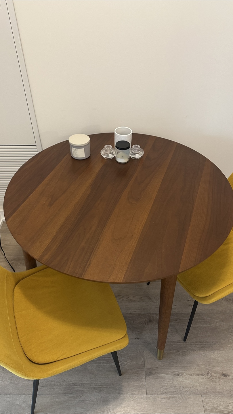 Wooden Dining Table and Two Yellow Chairs - photo 2