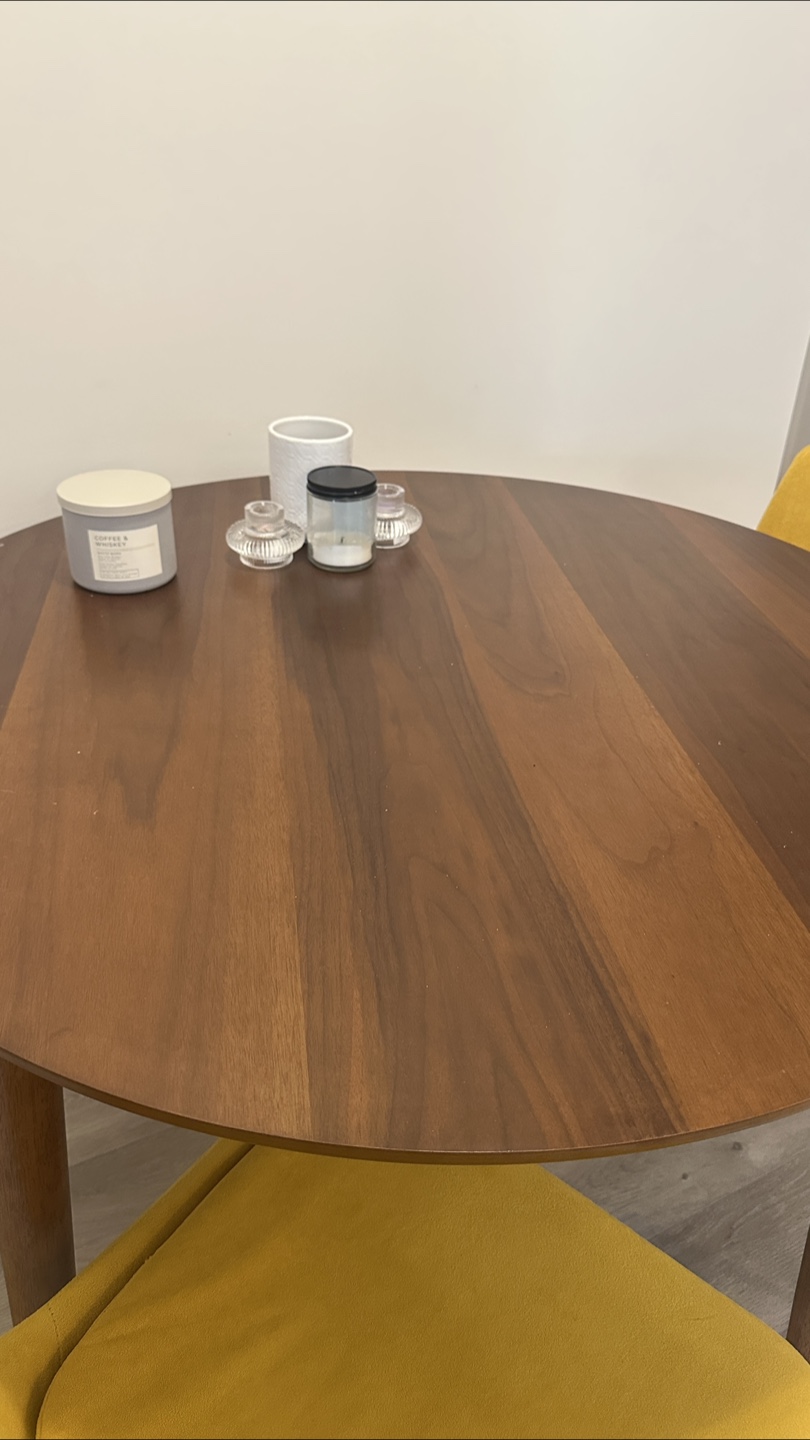 Wooden Dining Table and Two Yellow Chairs - photo 4