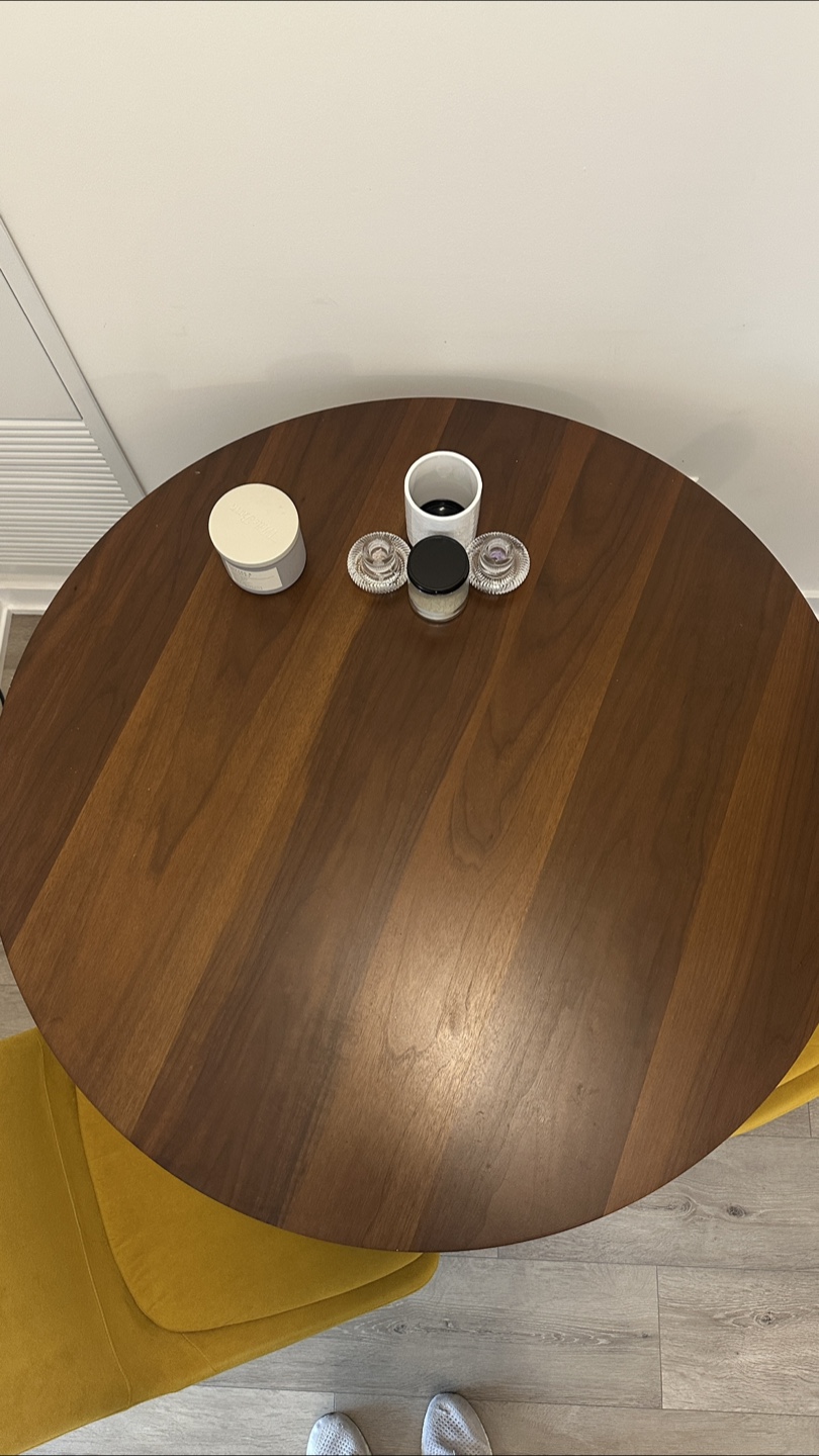 Wooden Dining Table and Two Yellow Chairs - photo 3