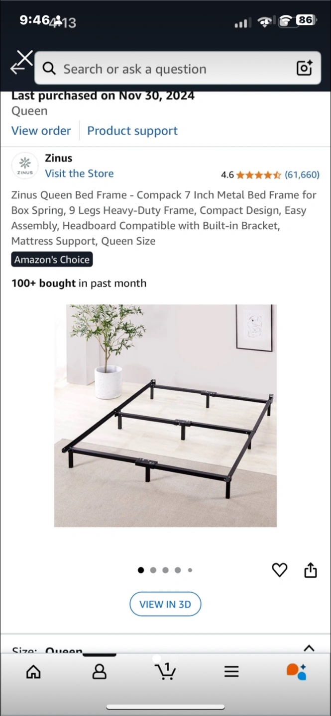 Zinus Queen Metal Bed Frame - Compact 7 Inch - photo 2