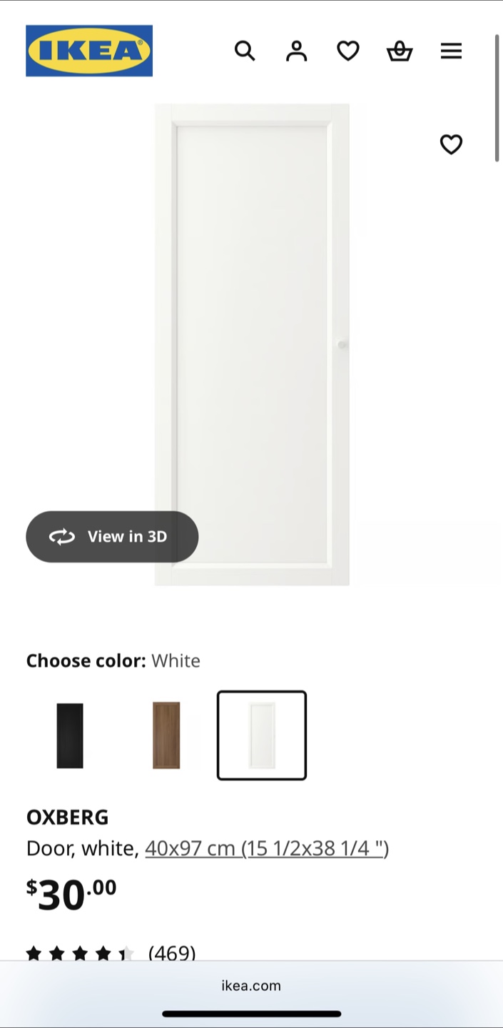 IKEA Billy Bookcase with Oxberg Doors - White - photo 4