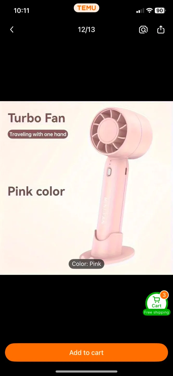 Mini Handheld Turbo Fan - Pink thumbnail