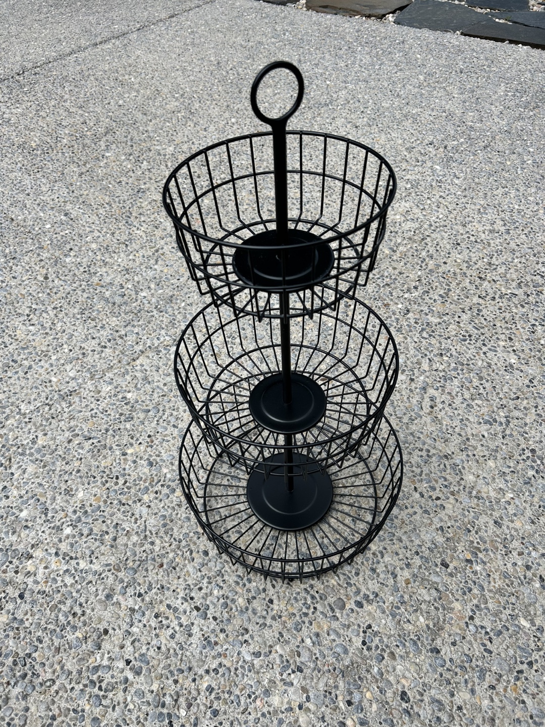 3-Tier Black Metal Basket Stand - photo 2