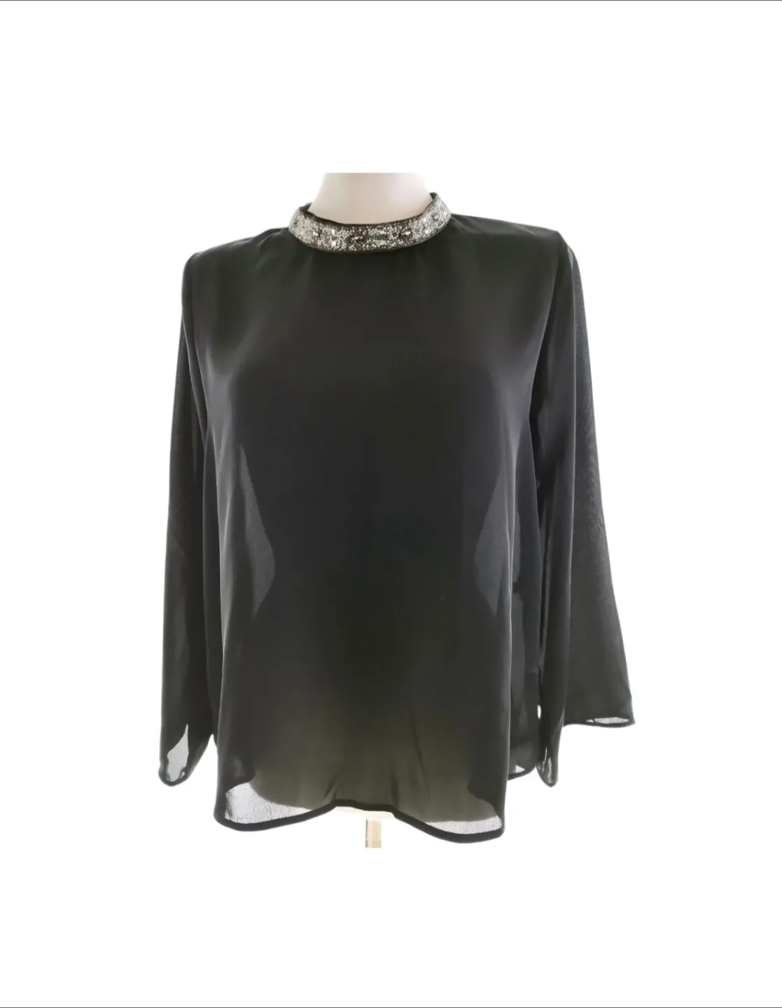 Zara Black Collar Blouse S thumbnail