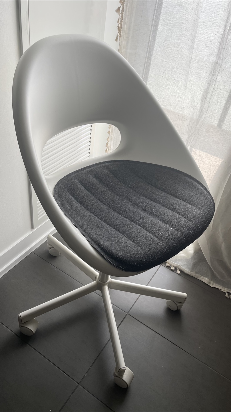 Ikea White Office Chair with Grey Cushion