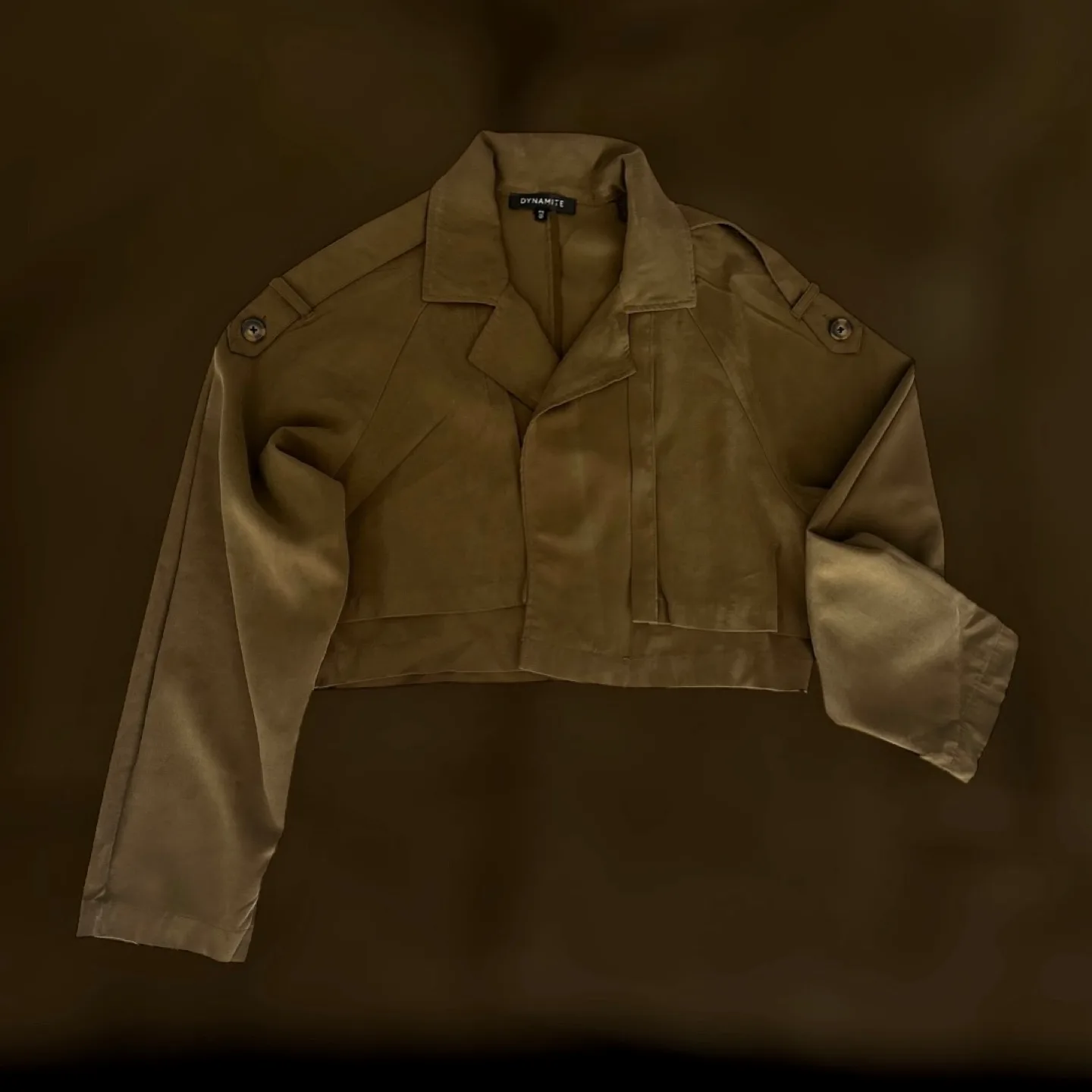 Dynamite Olive Green Cropped Jacket & Cream Pants Set image indicator(2)