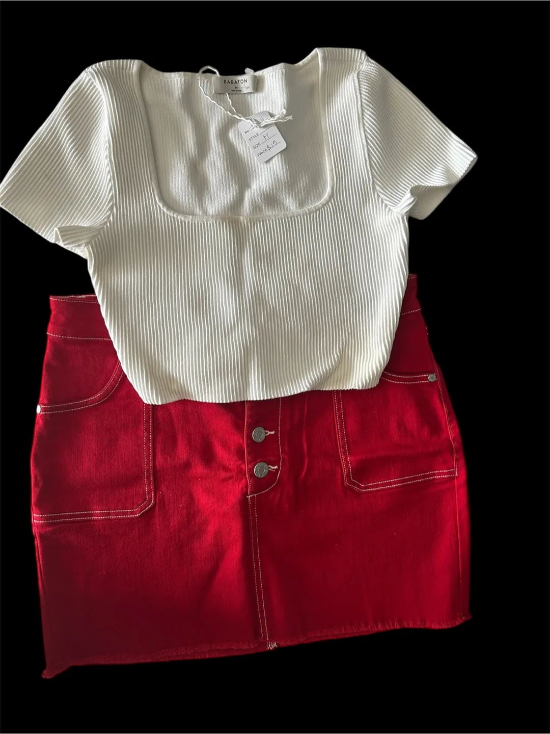 Guess Red Denim Mini Skirt image indicator(3)