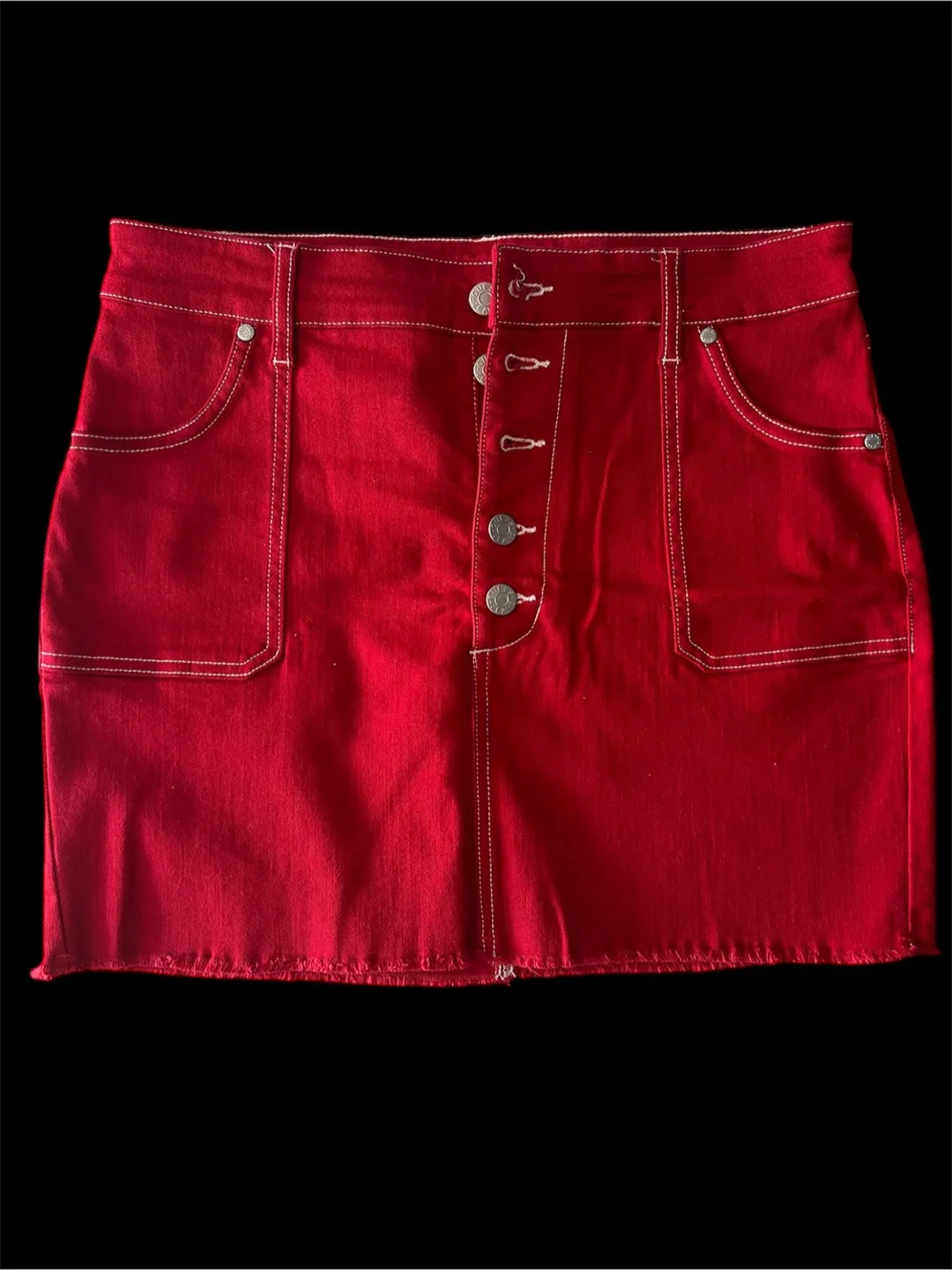Guess Red Denim Mini Skirt thumbnail