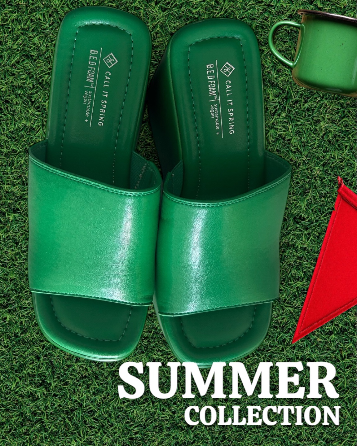 Call It Spring Green Platform Sandals