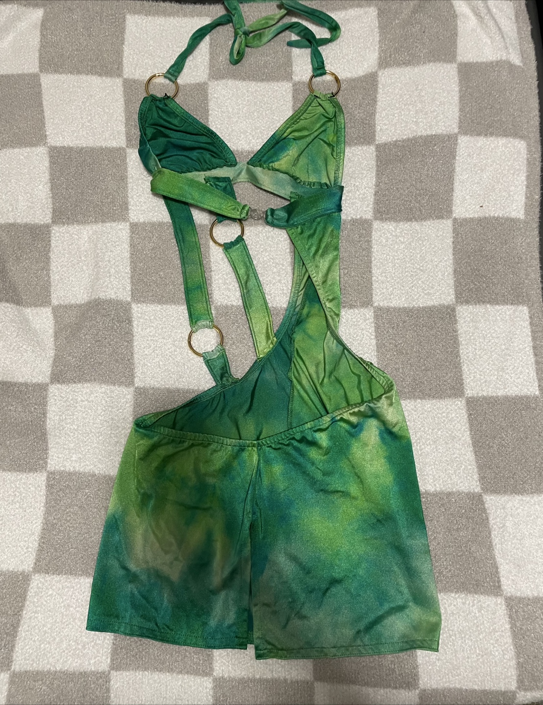 Green Tie Dye Halter Mini Dress - photo 2