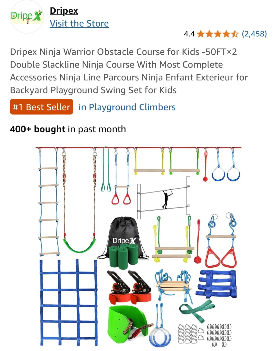 Dripex Ninja Warrior Obstacle Course for Kids thumbnail