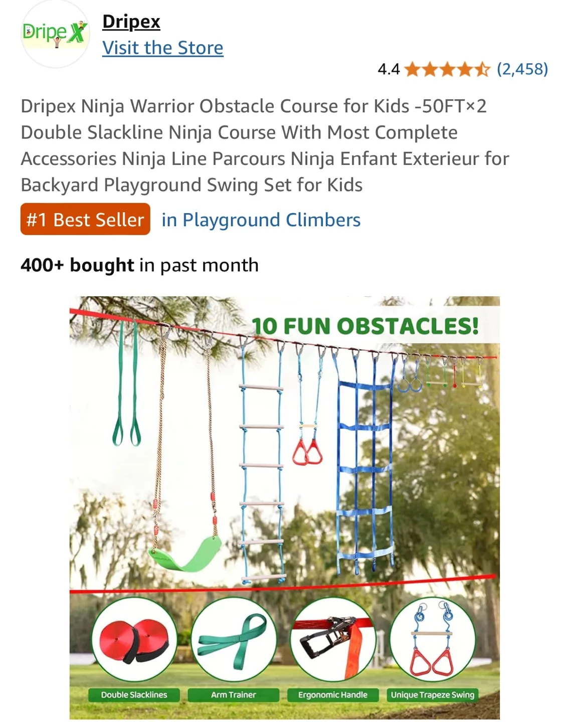 Dripex Ninja Warrior Obstacle Course for Kids image indicator(3)