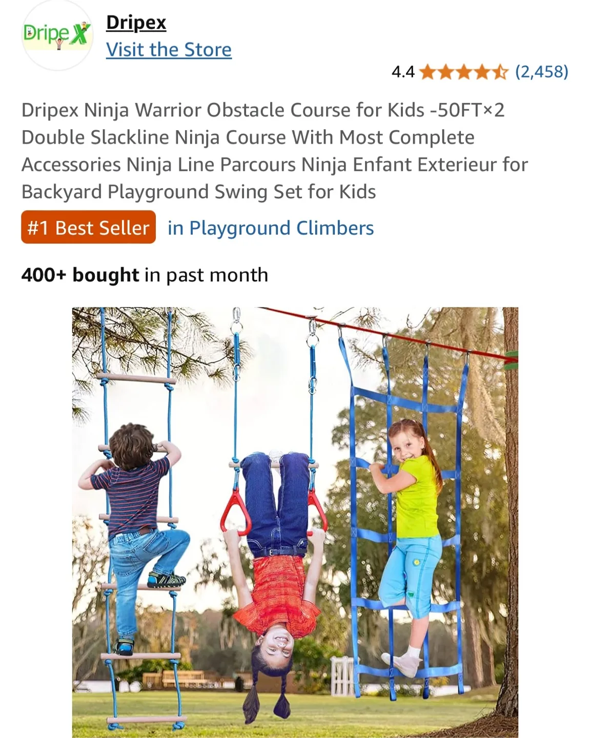 Dripex Ninja Warrior Obstacle Course for Kids image indicator(2)