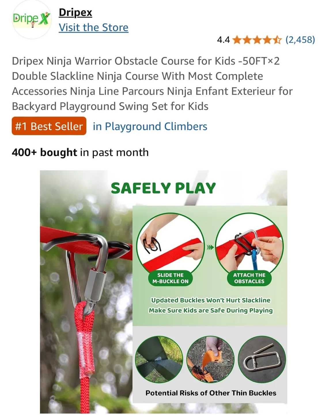 Dripex Ninja Warrior Obstacle Course for Kids image indicator(5)