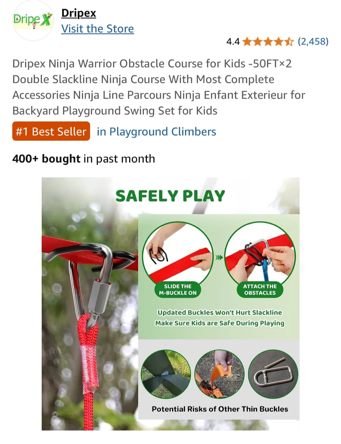 Dripex Ninja Warrior Obstacle Course for Kids image indicator(6)