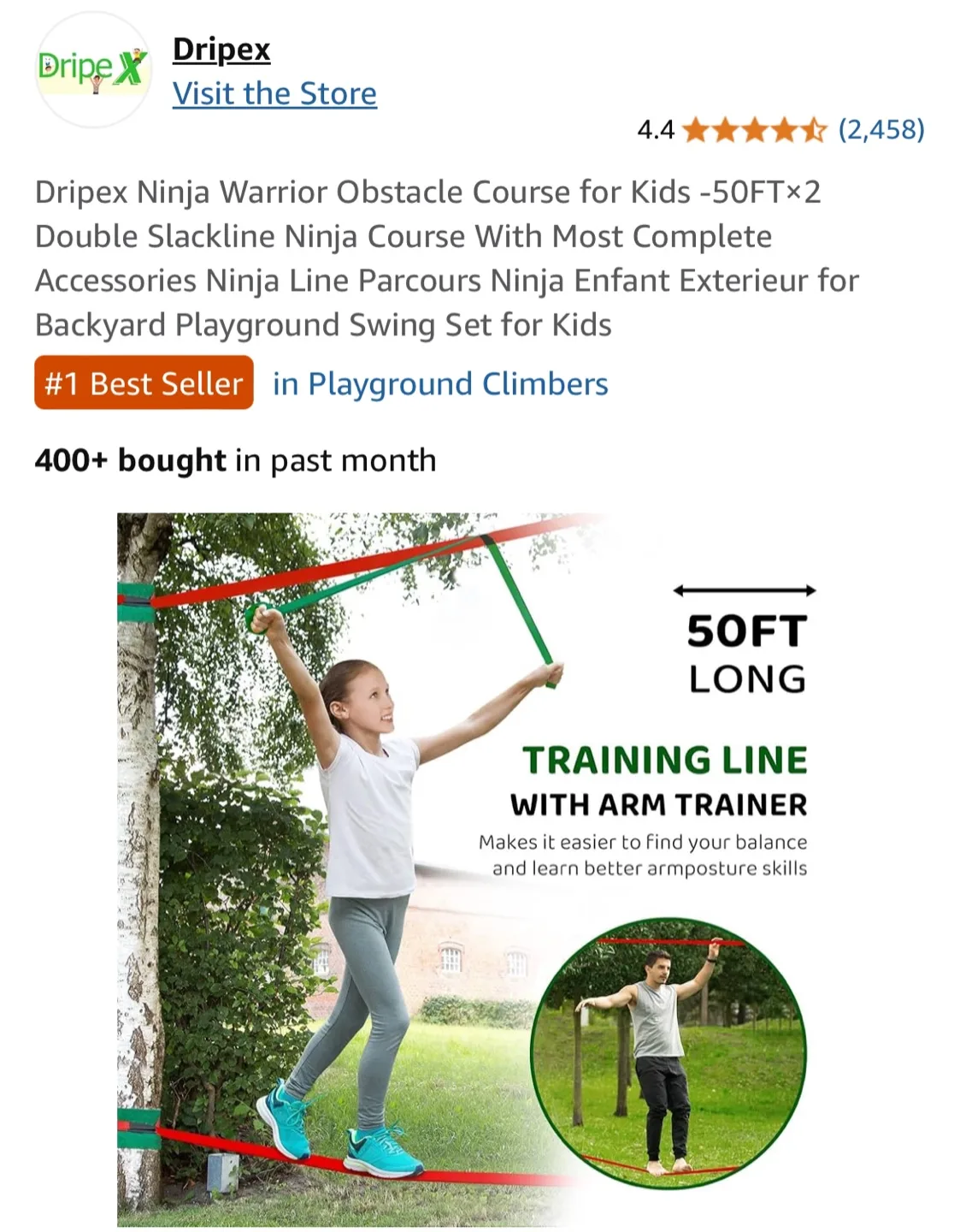 Dripex Ninja Warrior Obstacle Course for Kids image indicator(4)