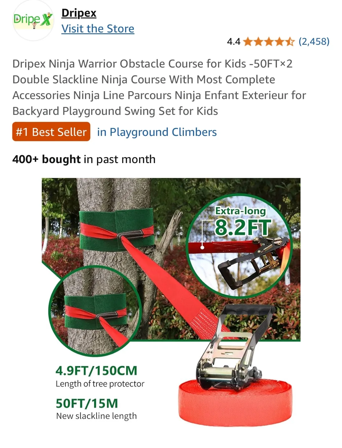 Dripex Ninja Warrior Obstacle Course for Kids image indicator(7)