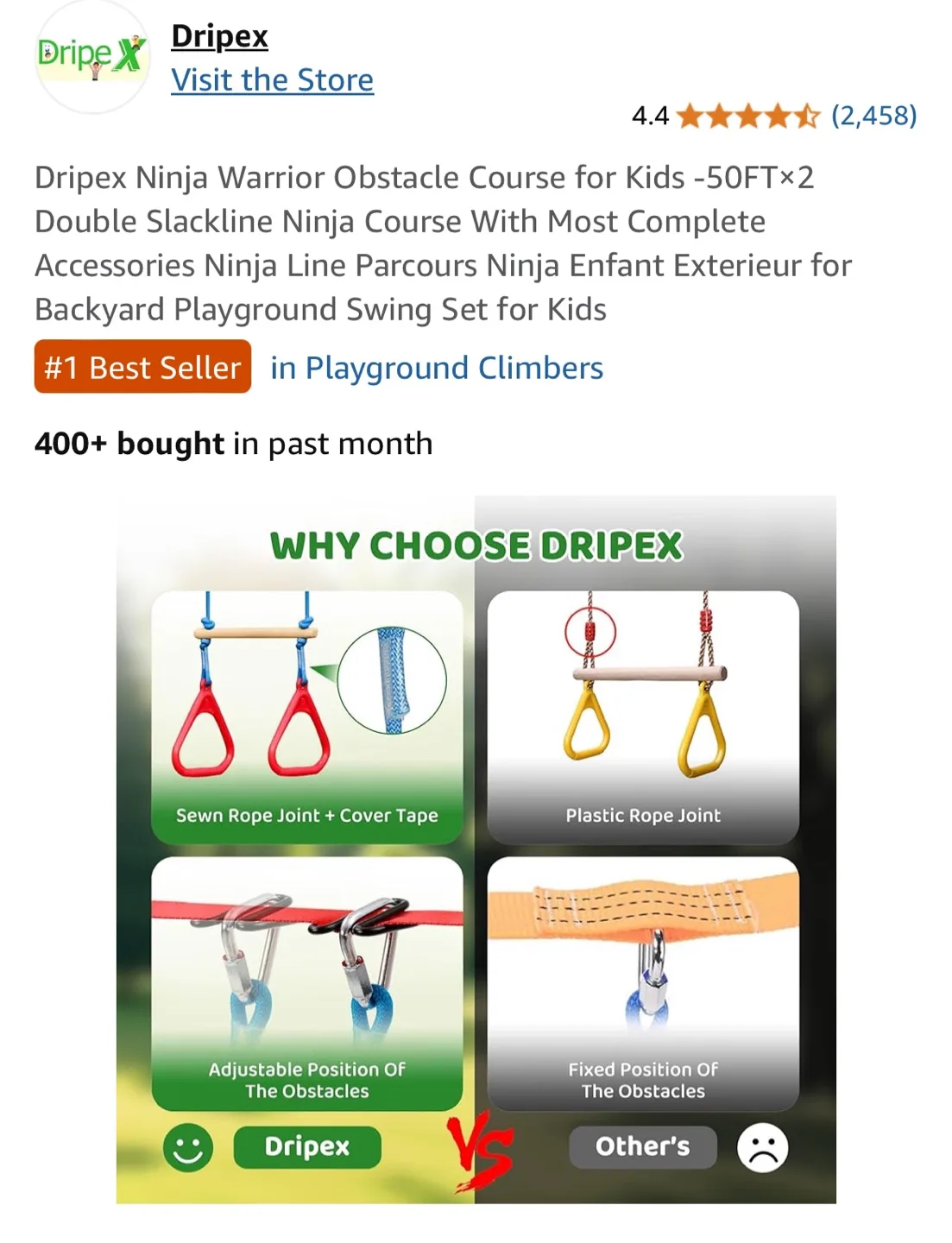 Dripex Ninja Warrior Obstacle Course for Kids image indicator(8)