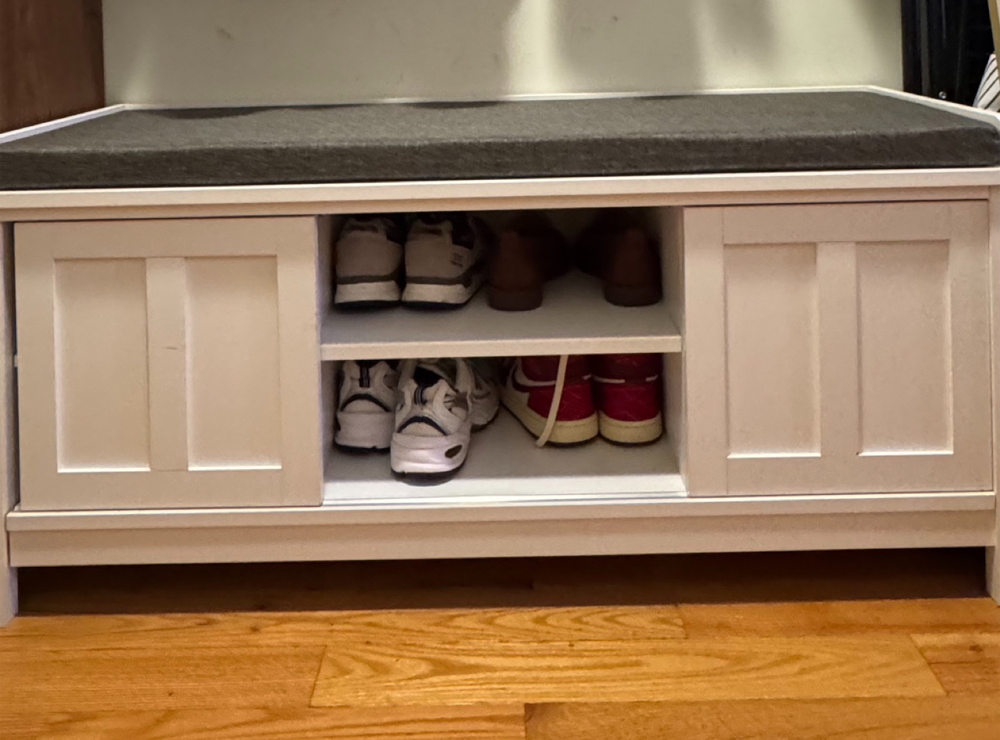 White Entryway Bench with Storage - photo 2
