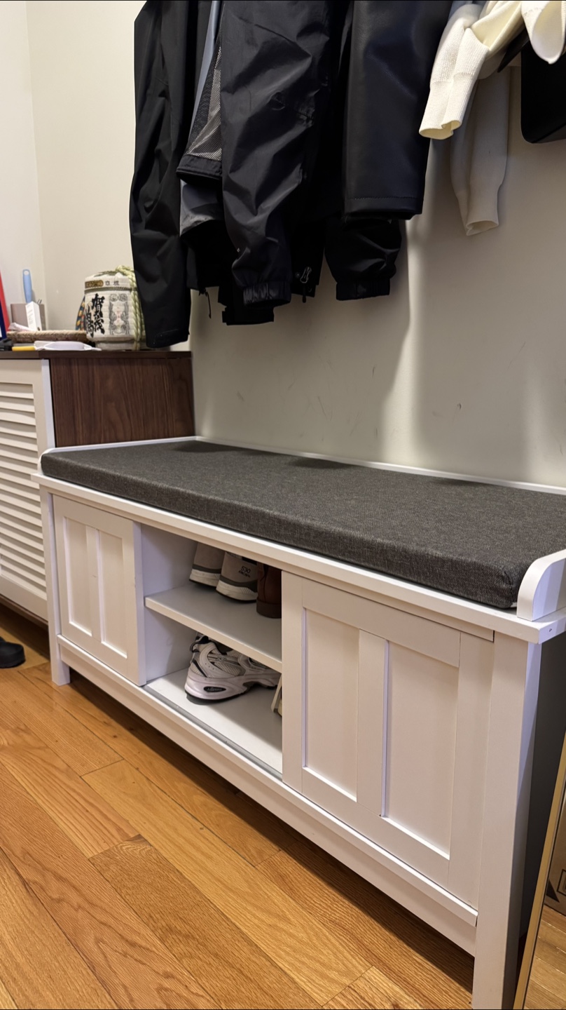 White Entryway Bench with Storage