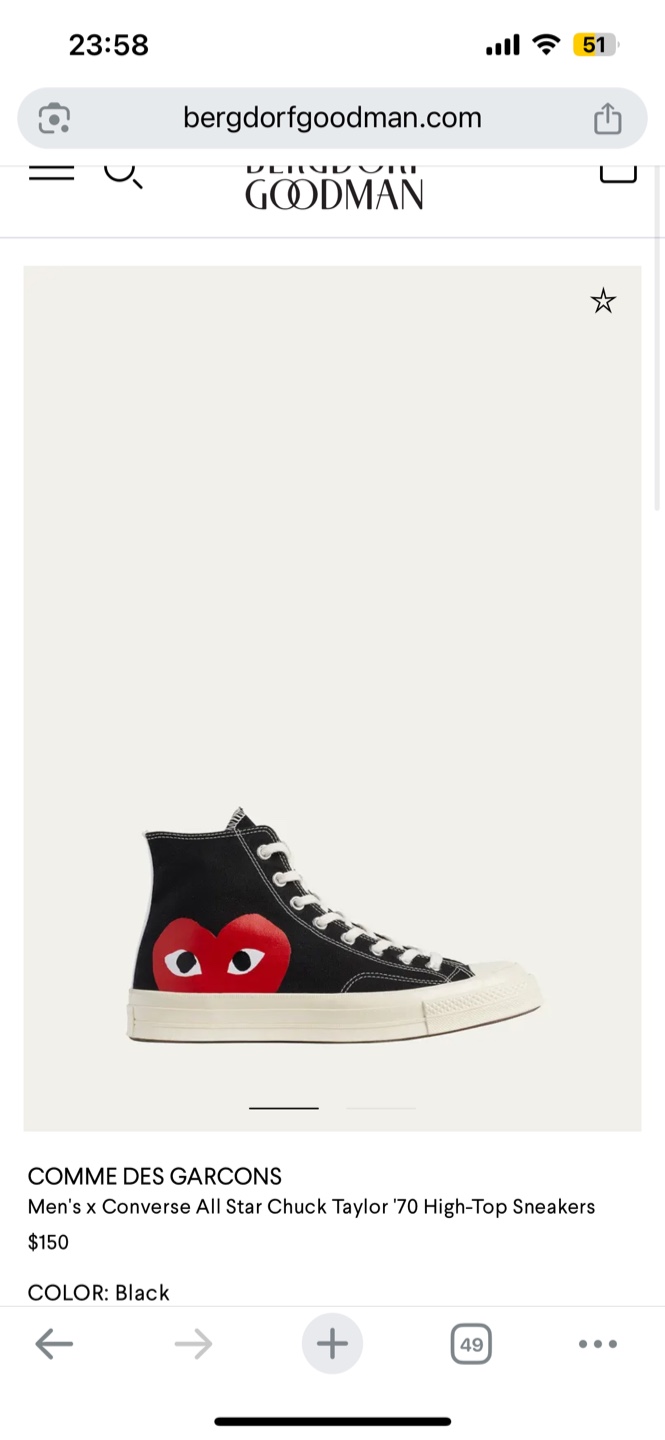 comme des garcons converse chuck 70