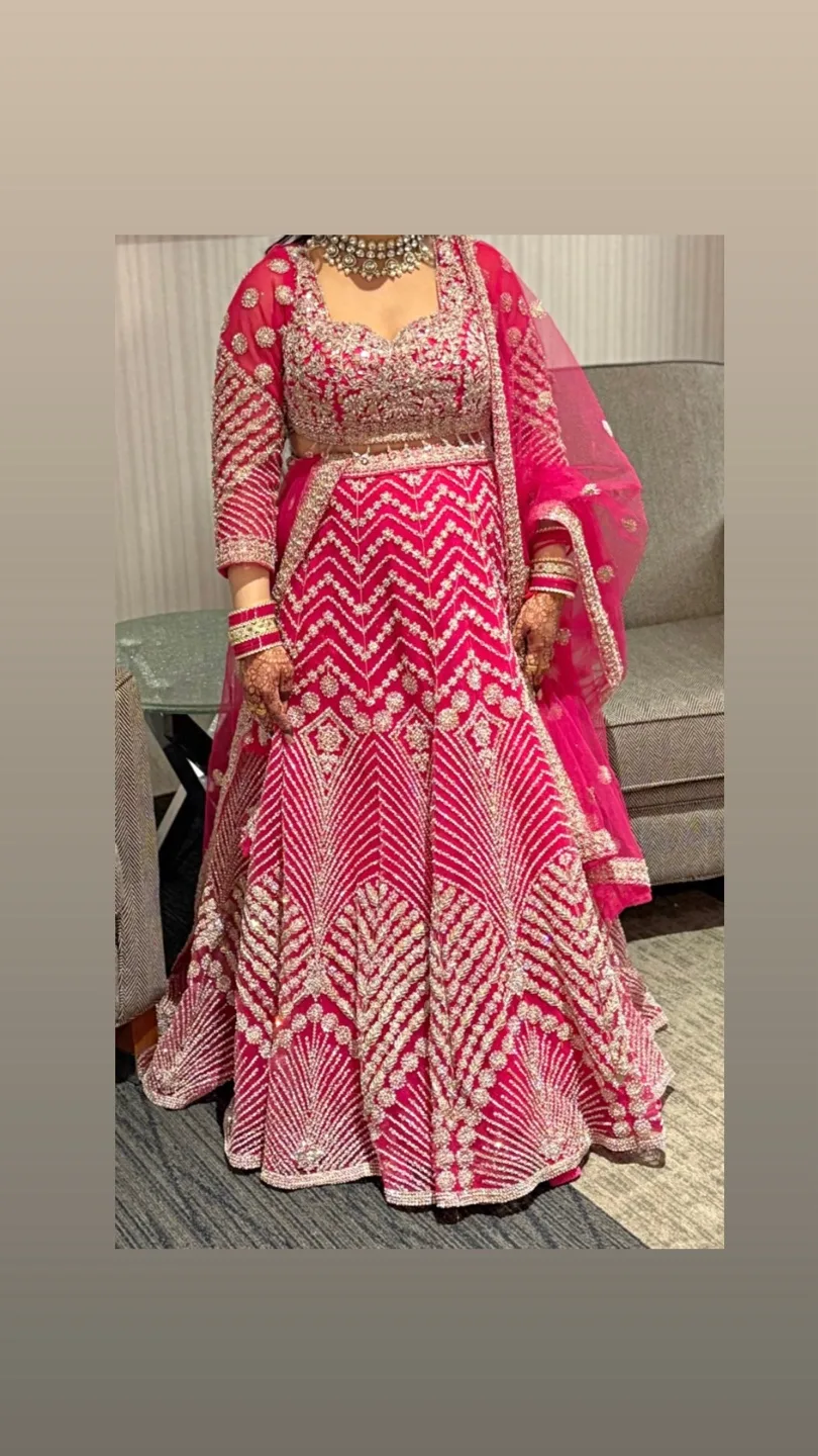 Pink Embroidered Lehenga Choli Set thumbnail