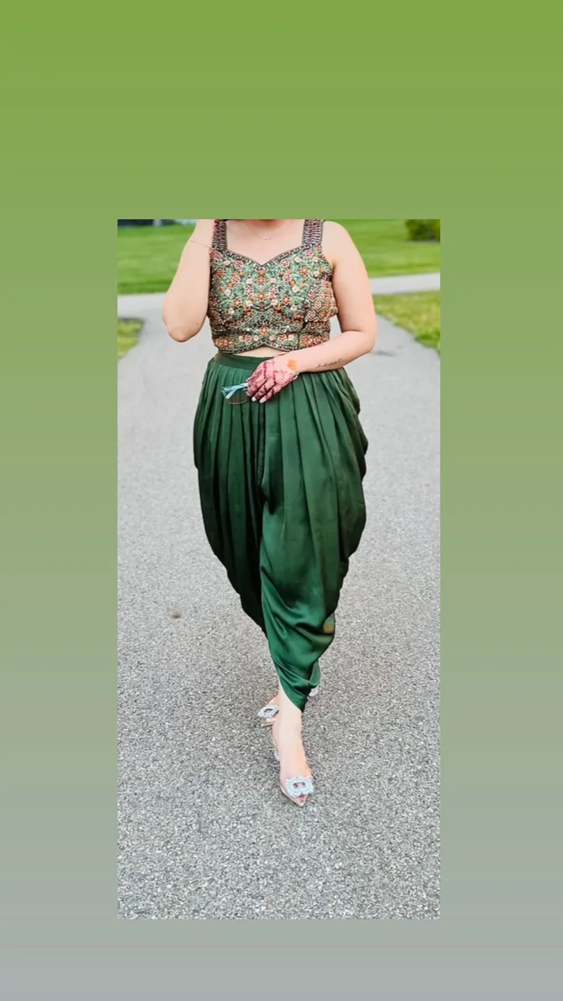 Green mehndi/ cape/ dhoti dress thumbnail