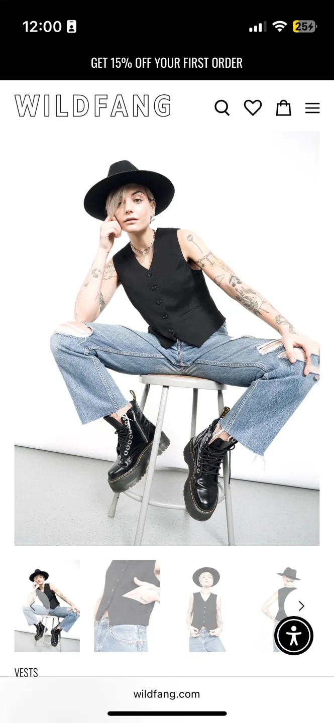 Wildfang Black Tux Vest Women’s Medium thumbnail