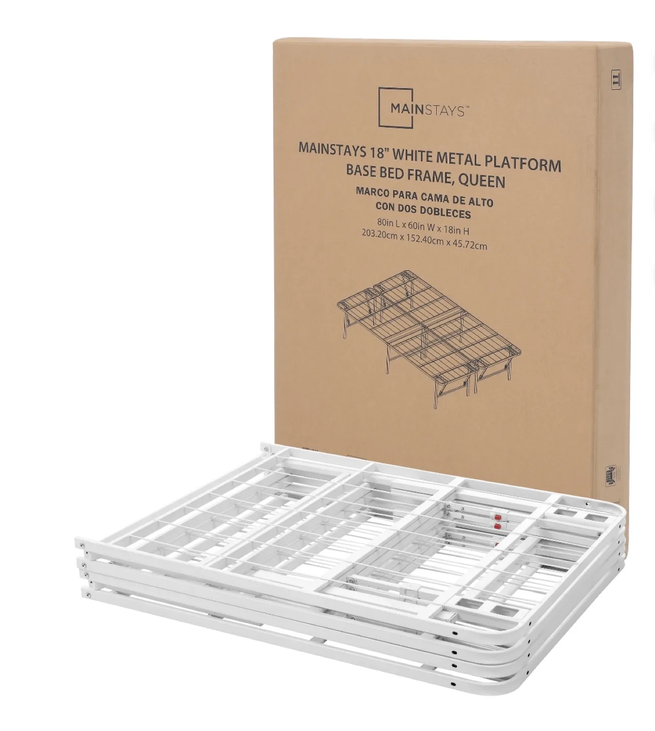 Mainstays Queen 18" Foldable Steel Platform Bed Frame,White image indicator(7)
