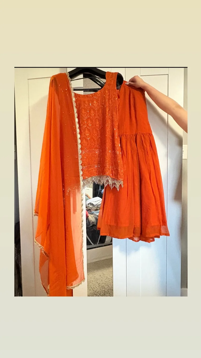 Orange Indian Outfit/ Sharara set thumbnail