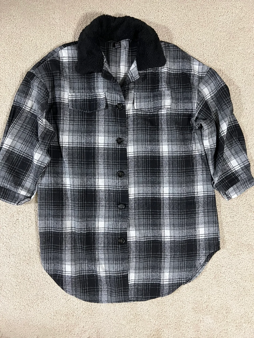 Womens Plaid Drop Shoulder Jacket thumbnail