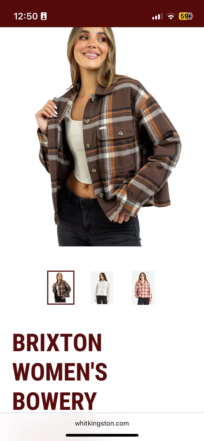 Brixton Bowery Flannel Boxy Cropped Women’s Small Medium image indicator(4)