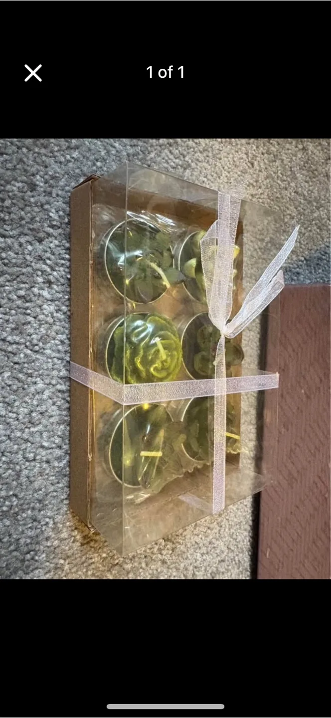 Green Succulent Tea Light Candles (6 Pack) thumbnail
