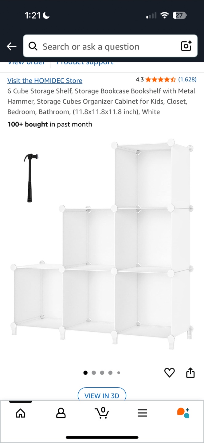 HOMIDEC 6 Cube Storage Shelf - White