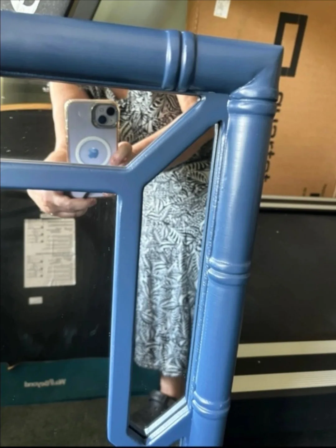 Large Elegant Blue Wood Window Pane Mirror image indicator(3)