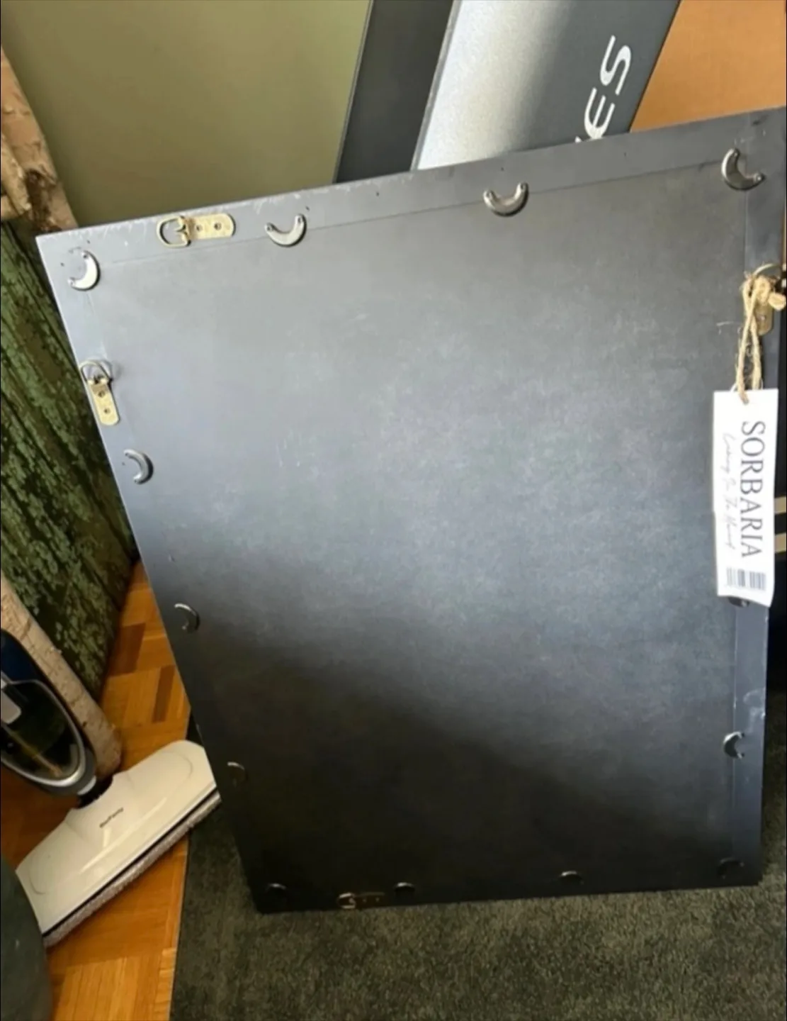 Large Elegant Blue Wood Window Pane Mirror image indicator(4)