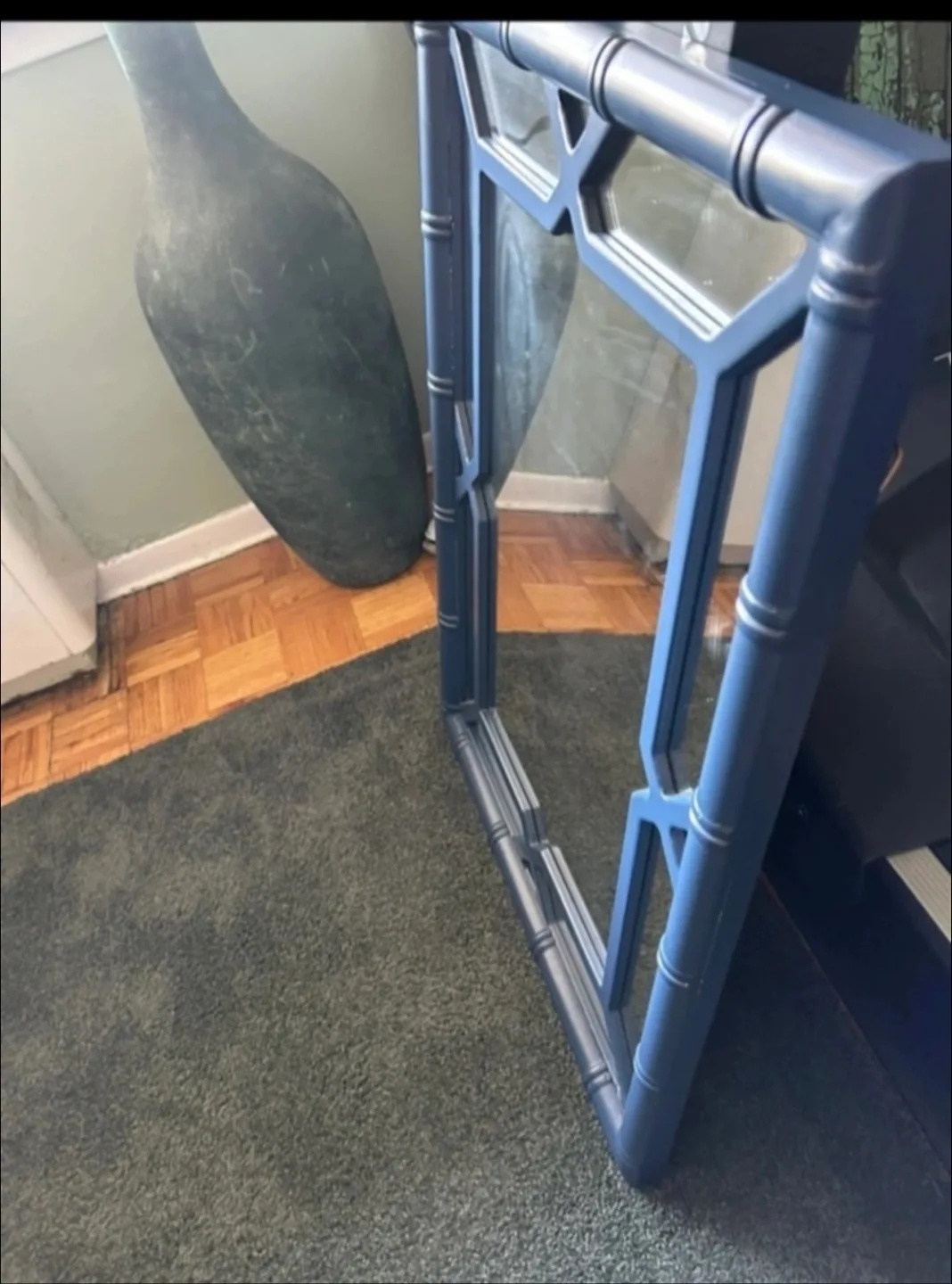 Large Elegant Blue Wood Window Pane Mirror image indicator(2)