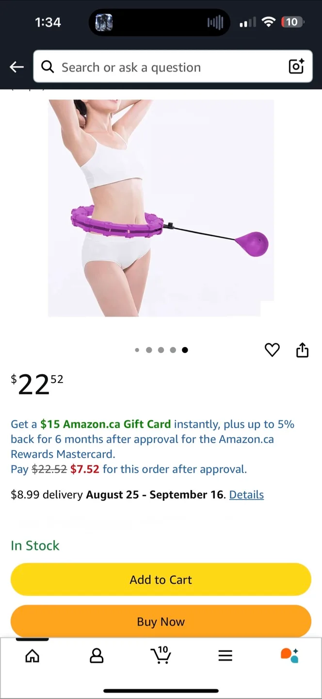 Adjustable Weighted Hula Hoop - Purple thumbnail