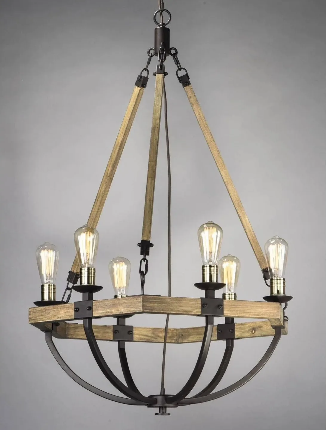 ⭐️BRAND NEW Weathered Wood with Bronze iron accents chandelier⭐️ image indicator(3)